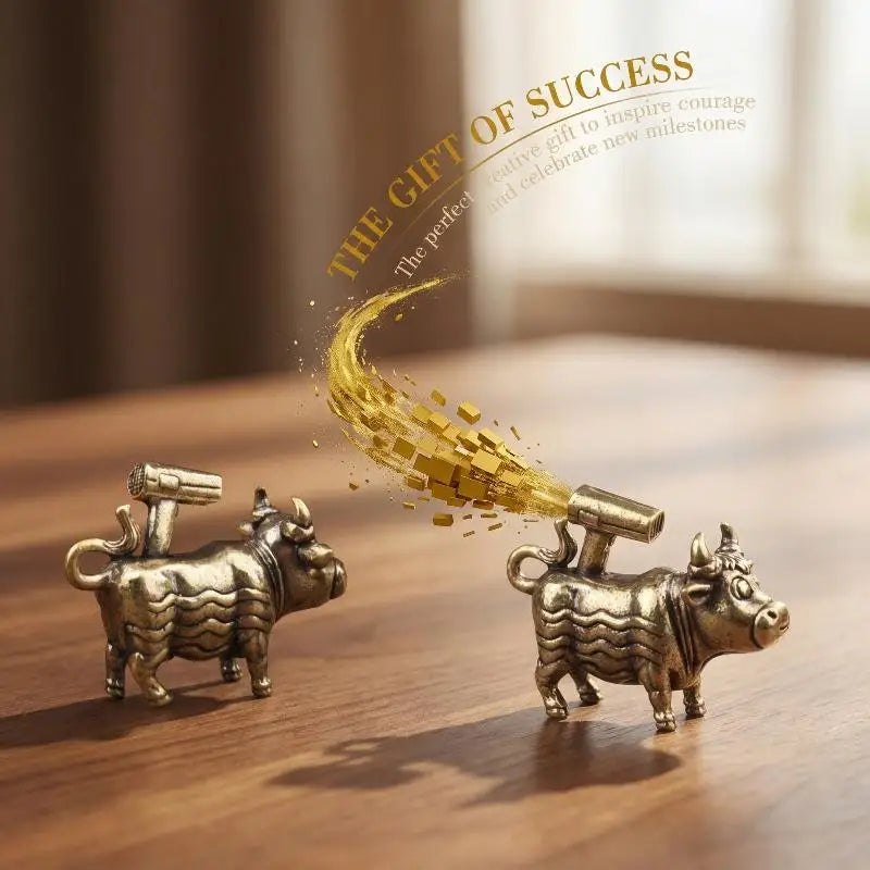 Cow Figurine Brass Ornament Miniature Collection Desktop Craft Home Qme Default Title