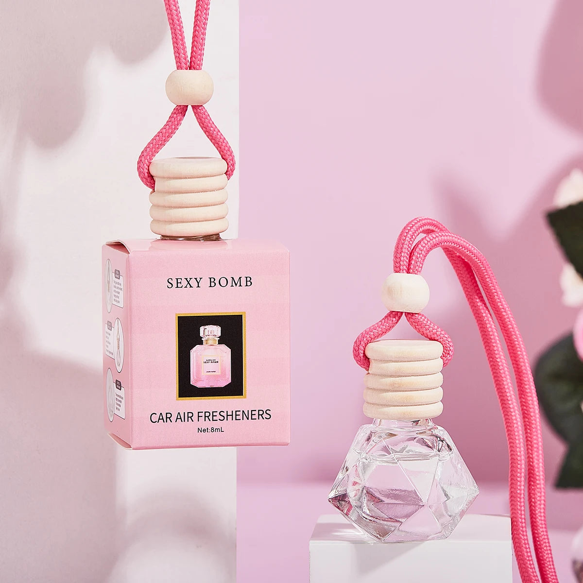 Pink Fresh Air Car Fragrance Interior Accessories Perfume Pendant Qme