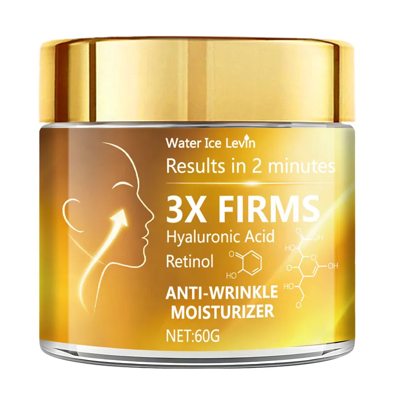 3X Anti-Wrinkle Face Cream with Hyaluronic Acid & Retinol for Visible Firming in 2 Minutes. Qme GOLD 60g