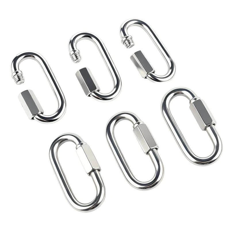 A02F-M8 304 Stainless Steel Chain Quick Links- 6-Pack 3 Inch Stainless Steel Connectors Qme As Shown
