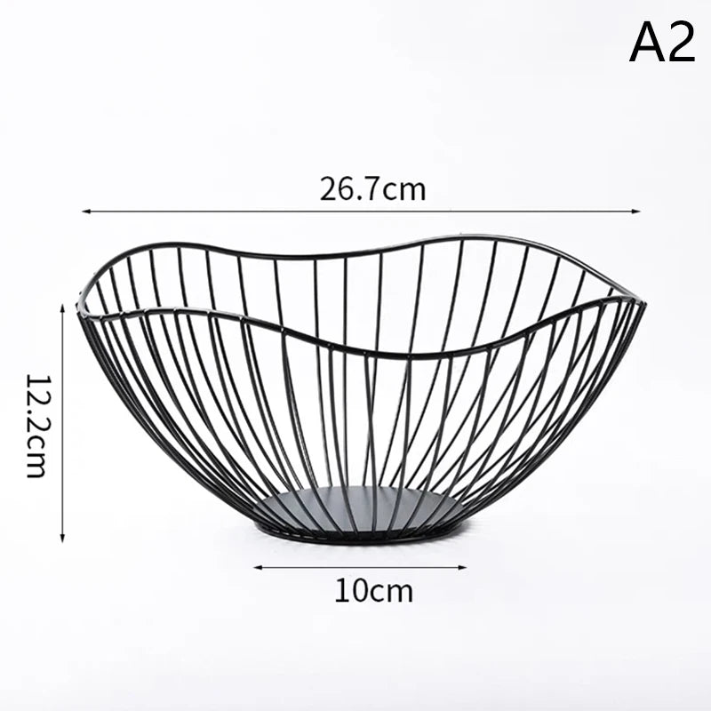 Iron Fruit Basket Container Bowl Home Creative Drain Display Table Qme A2