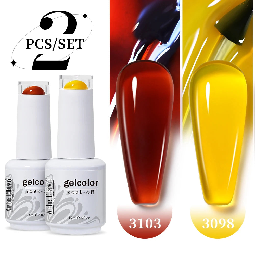 Arte Clavo Jelly Nail Gel Polish Supplies Purple Pink Red Blue Green