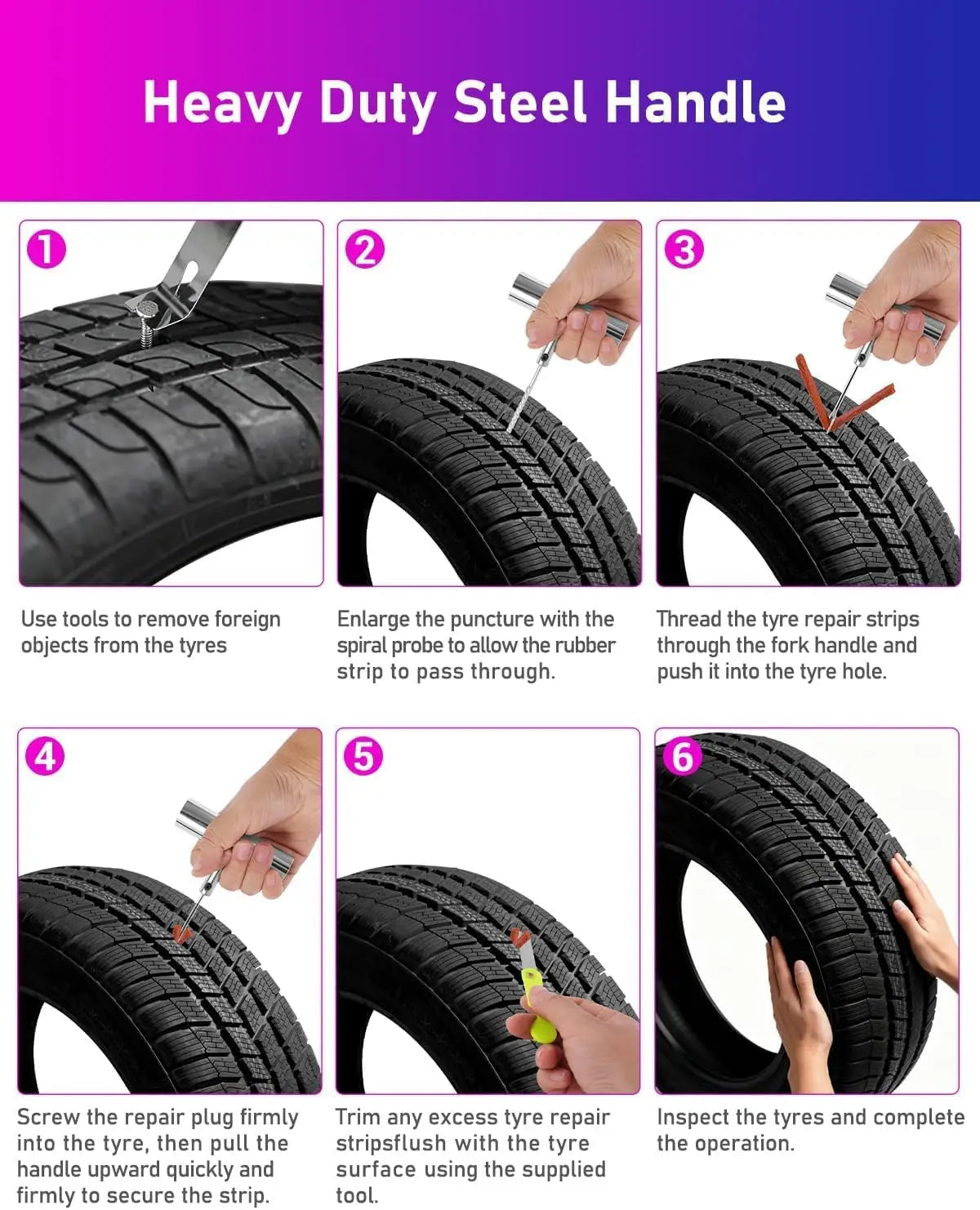 Tire Repair Kit 59pcs Heavy Duty Tire Plug Set, Tire Repair Kit,Heavy Duty Tire Plug Kit Qme