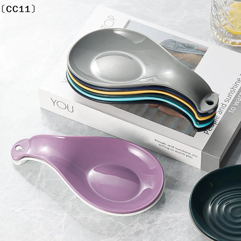 Spoon Rest Large Ceramic Holder Heat-resistant Cooking Coffee Qme