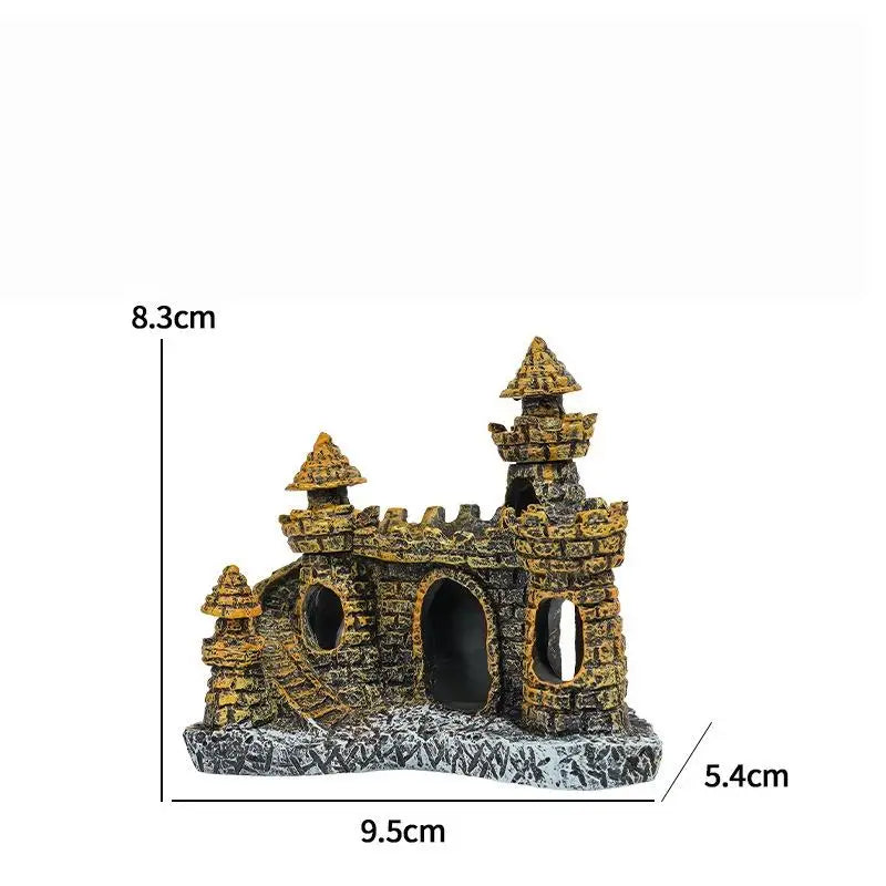 Landscaping Resin Rockery Aquarium Home Craft Creative Castle Shape Qme 9CM A