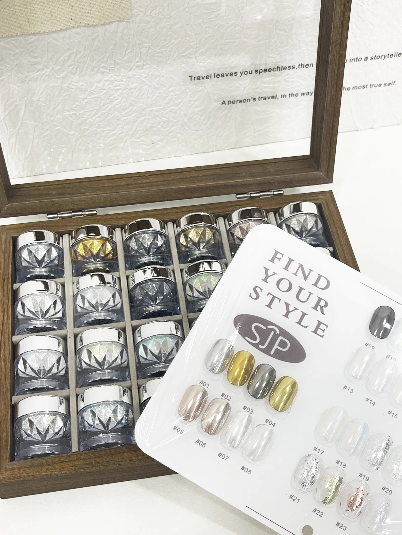24-color Nail Polish Magic Mirror Powder Storage Box Cards Aurora Qme
