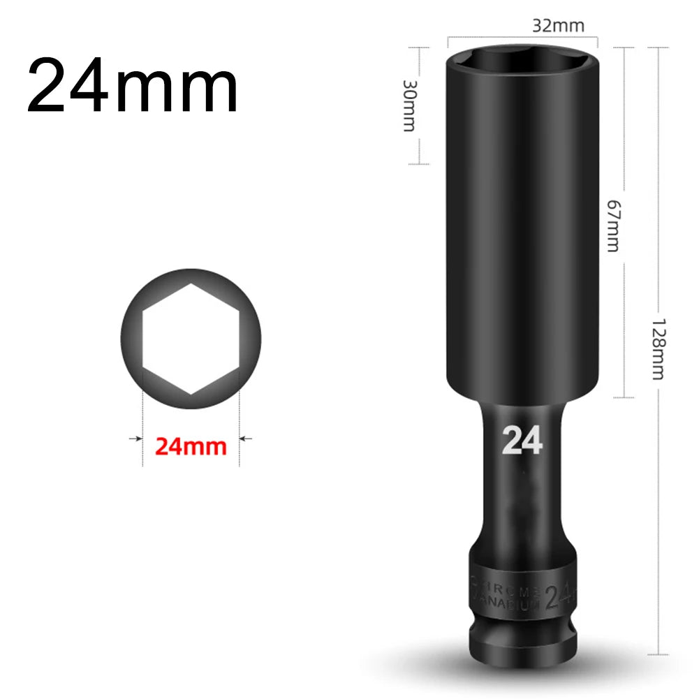 1/2 Drive Socket Wrench Hex Socket Head 8-24mm Adapter Spanner Converter Replacement Parts Tire Removal Tools Accessories Qme 24mm