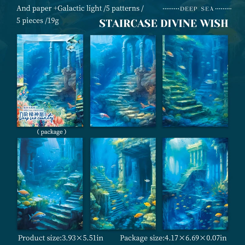 5pcs/pack PET Blue Ocean landscape Stickers Aesthetics Stationery DIY Scrapbooking Materials Collage Junk Journal Decor Stickers Qme 5