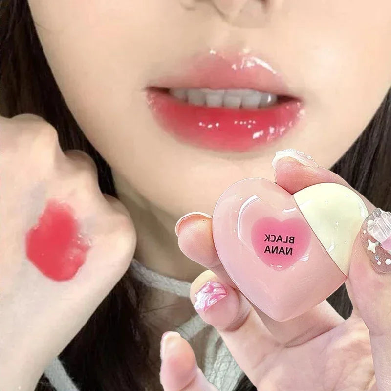 Water Gloss Jelly Lip Gloss Cute Heart-shaped Lipsticks Lasting Hydrating Plumper Lip Gloss Rose Berry Lip Tinted Lips Beauty Qme