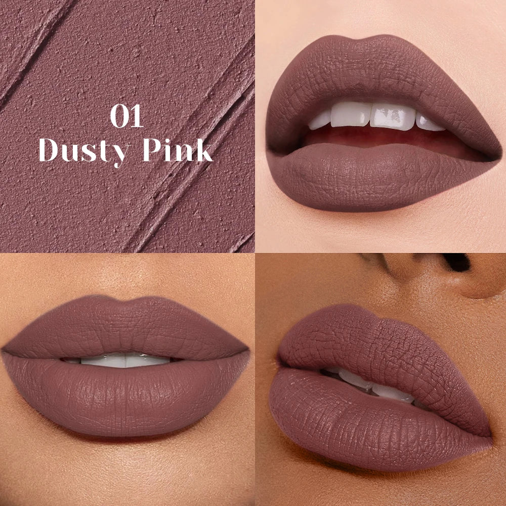 Matte Nude Lipstick Smooth Texture Long-lasting Water Resistance No Qme 01