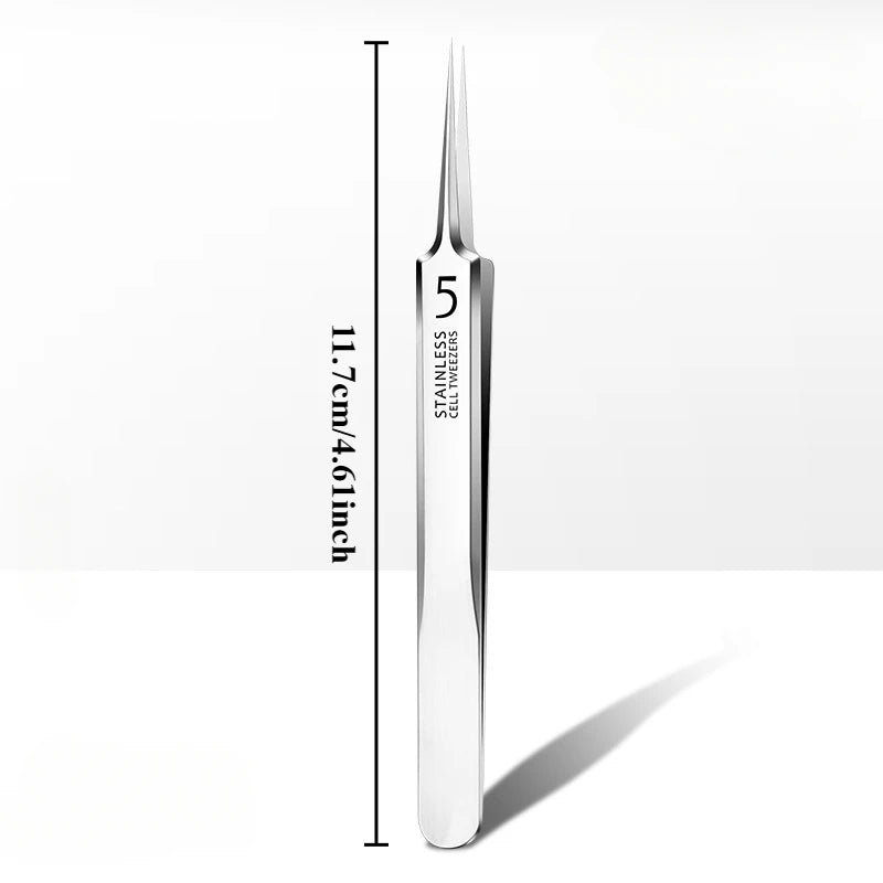 Professional Extra Fine No 5 Cellular Acne Blackhead Tweezers Facial Qme Silver