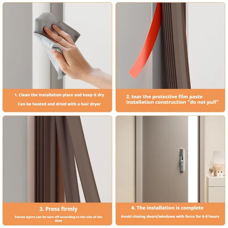 6M Tearable Weather Strip Anti-theft Door Multi-layer Windproof Dust-proof Self-adhesive Sound Insulation Window Gap Seal Strip Qme