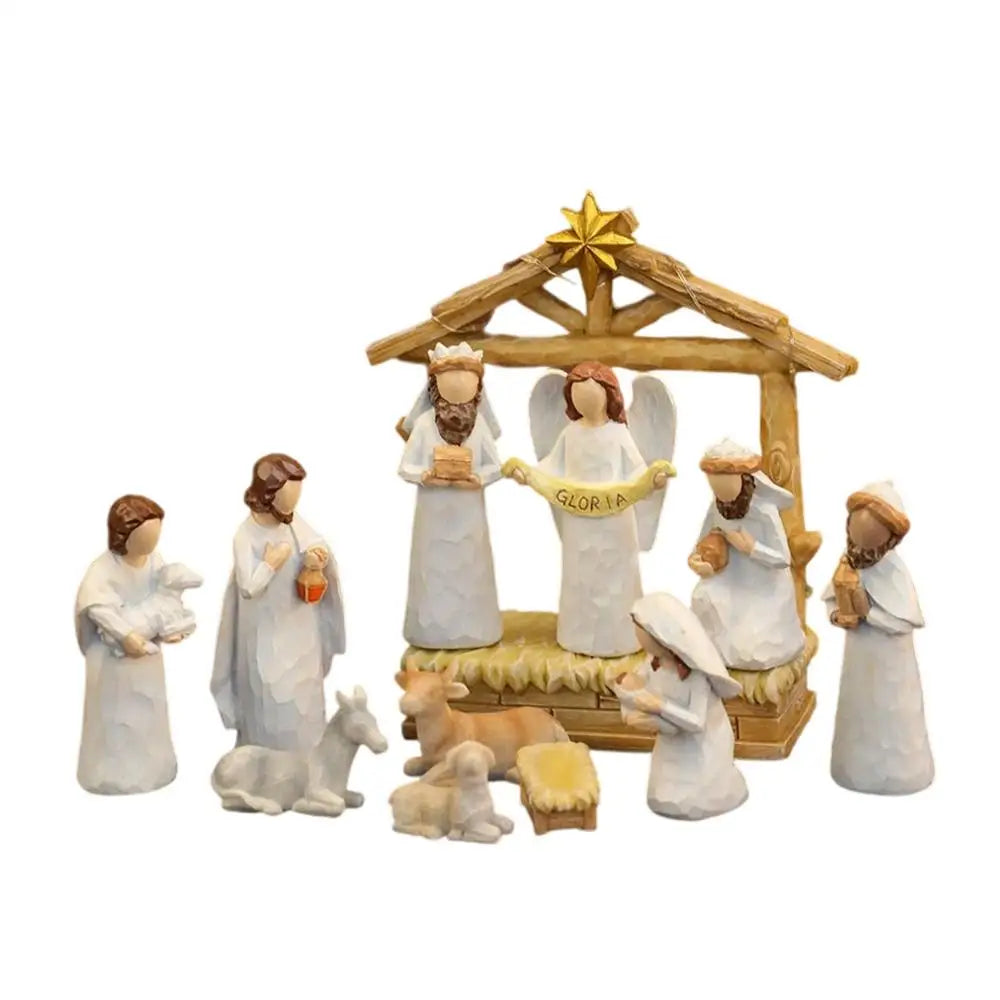 Christmas Nativity Scene Nativity Scene Jesus Statue Table Decor 12 Pieces Manger Statue Christmas Decorations For Home Bedroom Qme as shows China Mainland