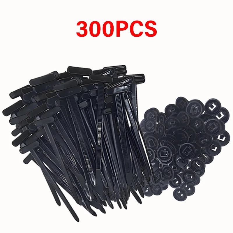 Universal Nylon Cable Tie Buckle Auto Fastening Straps Multi-Purpose Cable Clip Heavy Duty Self-Locking Nylon Zip Ties Holder Qme 300PCS