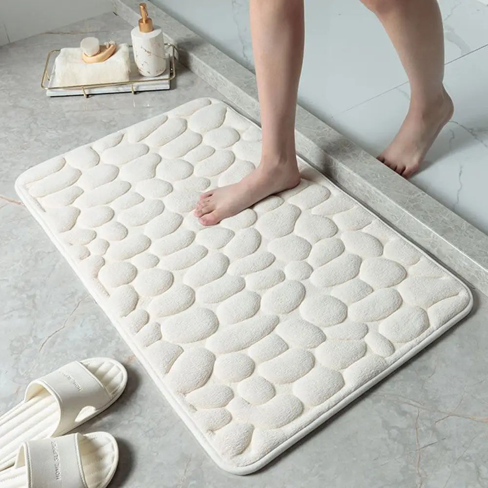 Memory Foam Bathroom Mat Pebble Carpets Super Soft Toilet Washable 40*60cm Absorbent Bathmats Bathroom Qme Milk White