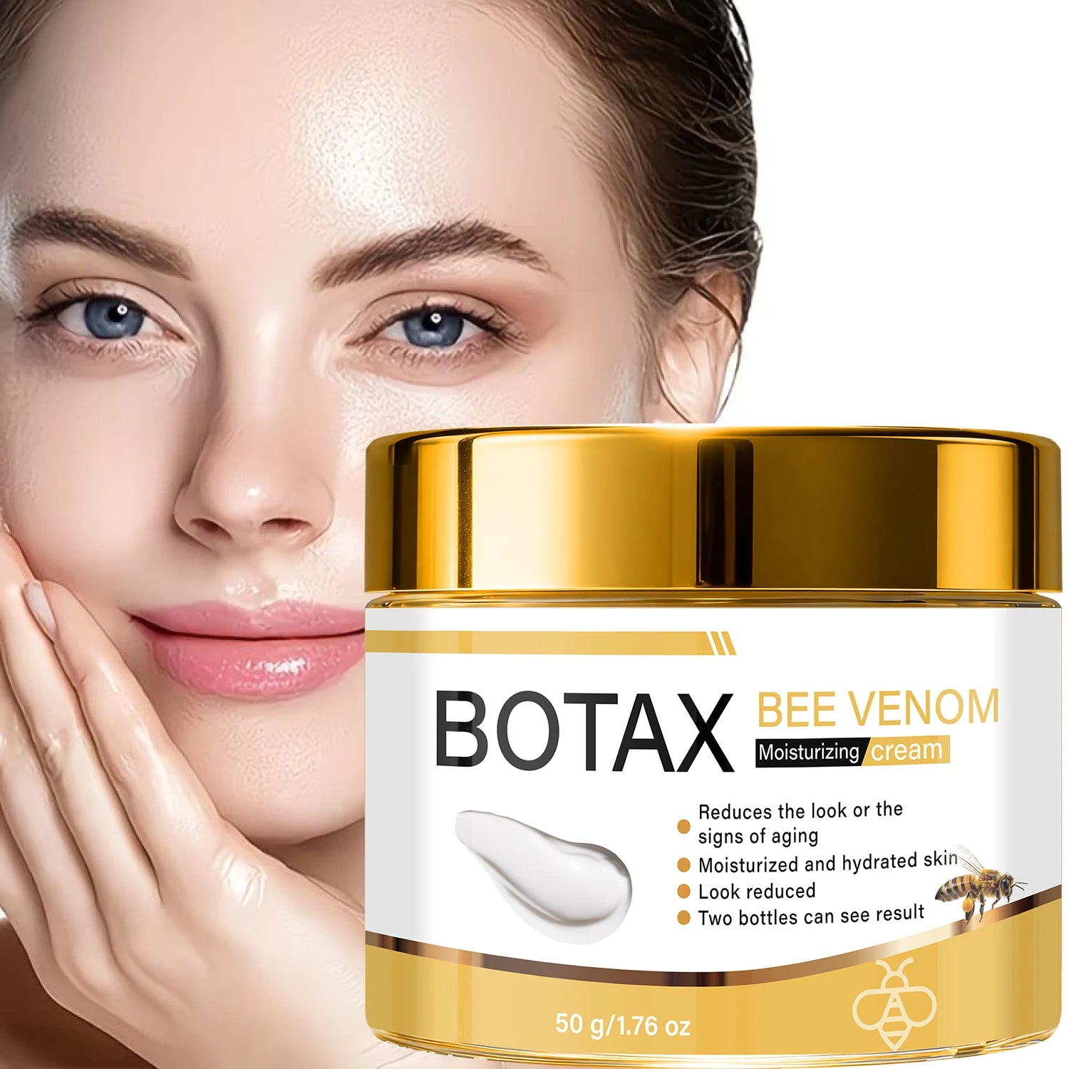 BOTAX Bee Venom Moisturizing Cream, Firming & Anti-Aging with Retinol, Hyaluronic Acid & Collagen for Hydrated Skin Qme