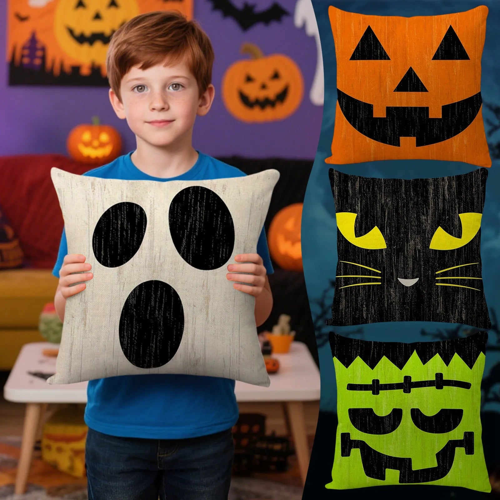 Funny Halloween Themed Pillowcases Washable Sofa Car Cushion Cover Holiday Party Home Store Decoration Pillow Cover Qme