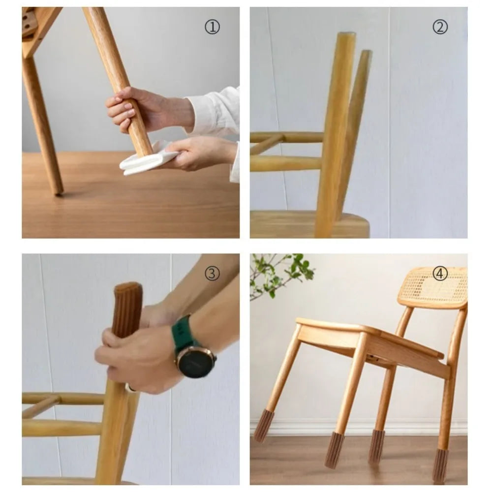 16PCS Knitted Chair Leg Silent Protection Cover Door Handle Wear Resistant Anti Slip Floor Scratch Protection Furniture Foot Mat Qme