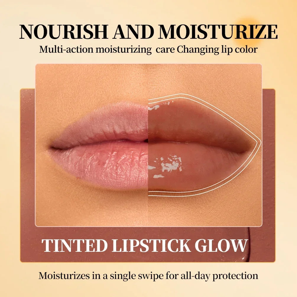 QIBEST Black Honey Lipstick Moisturizing Lip Balm Plumper Natural Makeup Smooth Enhancing Color Lip Plumping Gloss Tint Cosmetic Qme