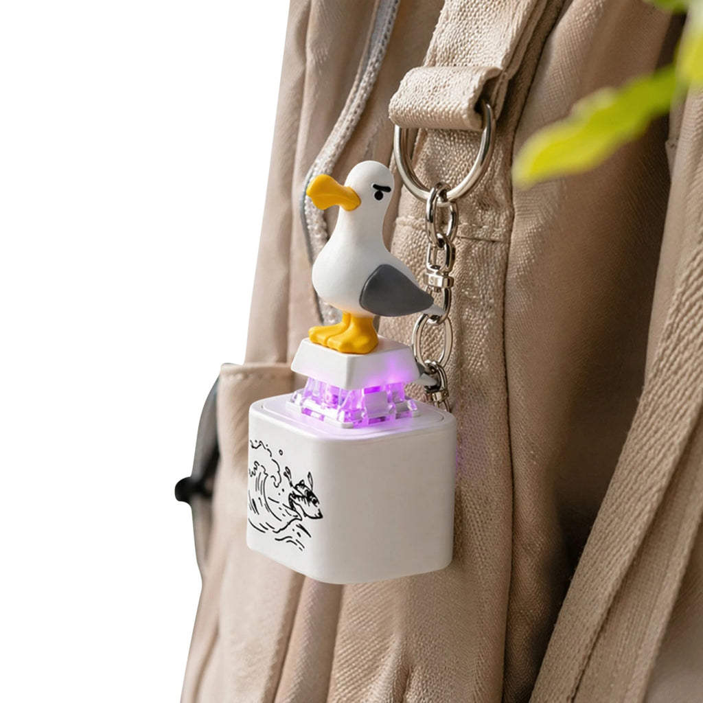 1/2PCS Seagull Button Keychain Animal Pendant Decorations Fun Fidget Clicker Toy for Office Desk Stress Relief Decompression Qme