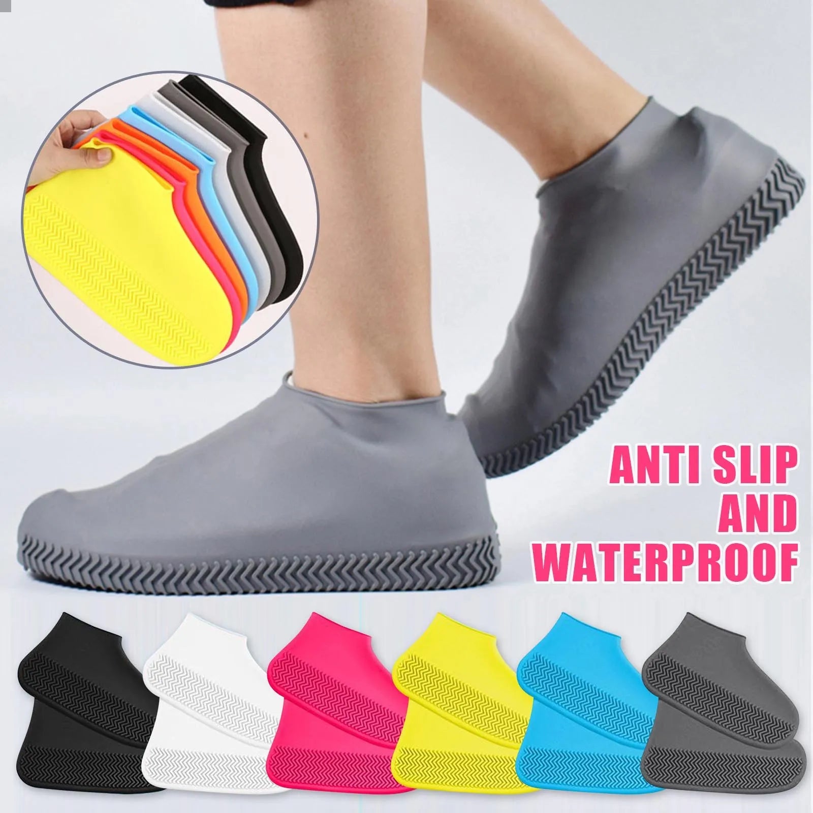 Non-Slip Wear-Resistant Reusable Rain Boots Unisex Silicone Easy to Remove Shoes Cover Protable Water Resistant Shoe Accessories Qme