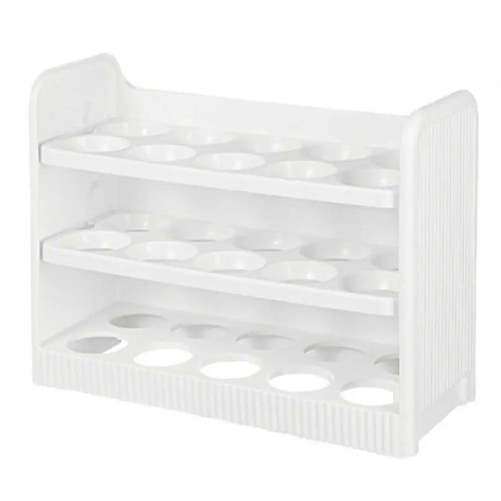 Egg Storage Holder Fridge Organizer Egg Holder 3-Tier Space-Saving Shelf For 30 Eggs Refrigerator Door Egg Organization For Qme White China Mainland