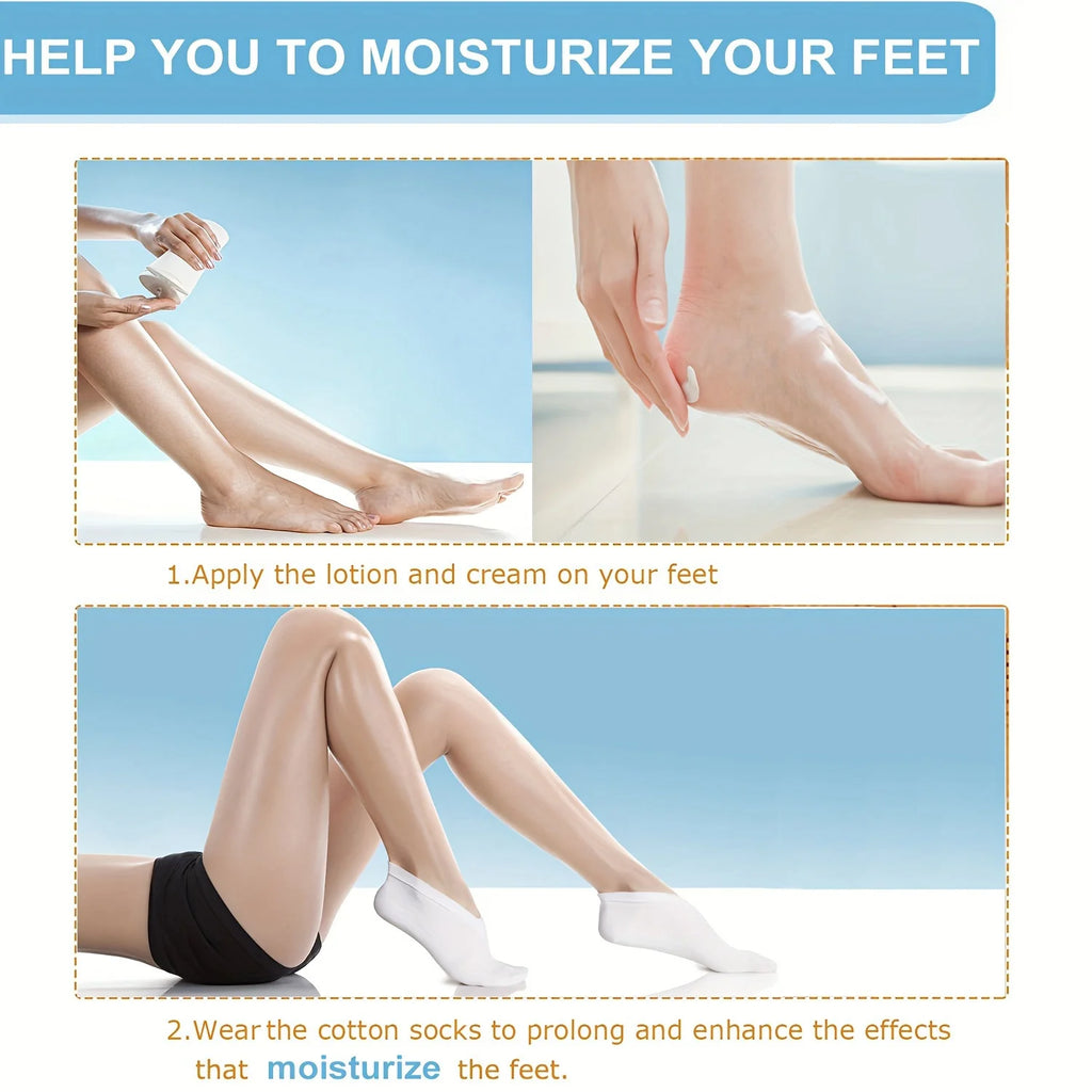 Reusable Moisturizing Socks for Foot Care, Cotton Spandex Anti-dry Crack Foot Cover for Home SPA Qme