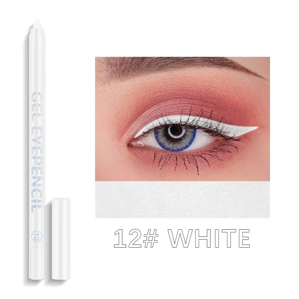 12 Color Matte Eyeliner Gel Pencil Soft Easy to Wear Colorful White Yellow Blue Pink Pearl Gloss Eye Liner Pen Cream Makeup Tool Qme 12