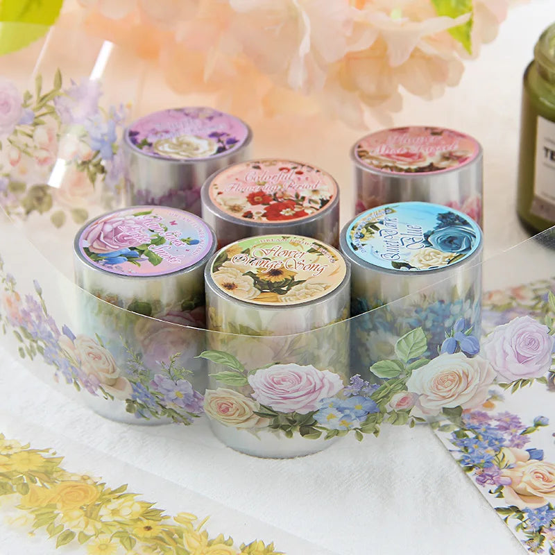50mm*2m Lace Flower Landscaping Material Decor PET Tape roll Creative Journal Collage Scrapbooking Stationery School Supplies Qme