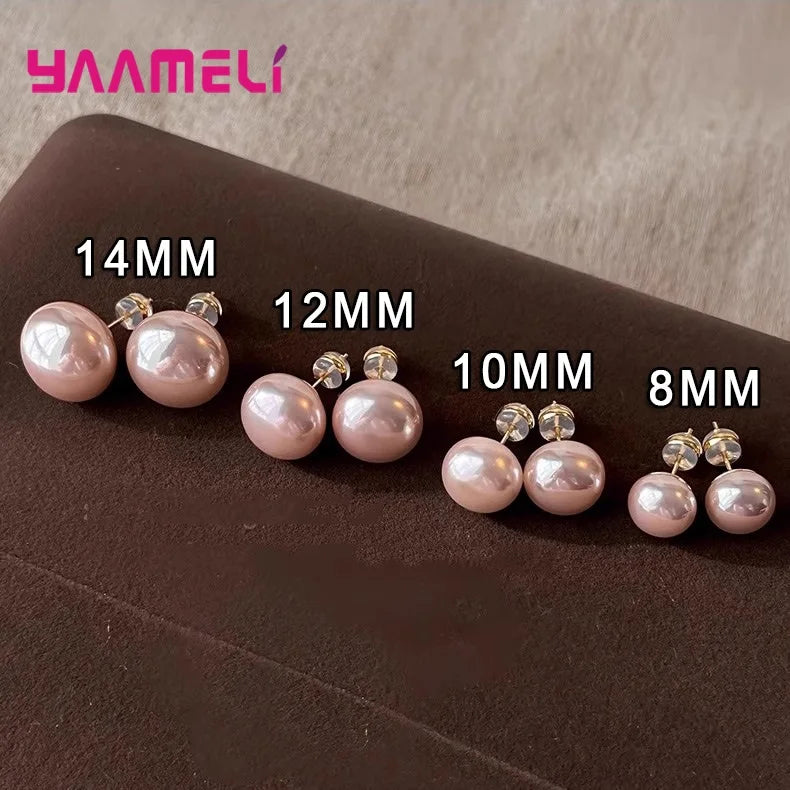 Pearl Earrings for Woman Lady 925 Sterling Silver Color Gold Coated Luxury Female Birthday Wedding Gift Jewelry Qme