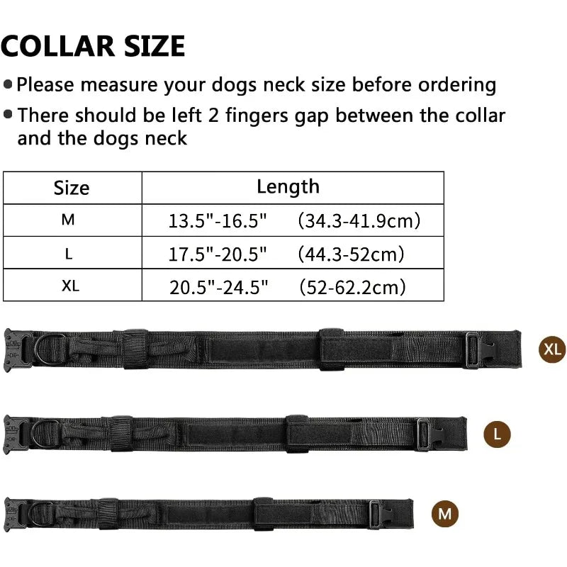 Tactics Dog Collar Control Handle Adjustable Training Nylon Heavy Qme