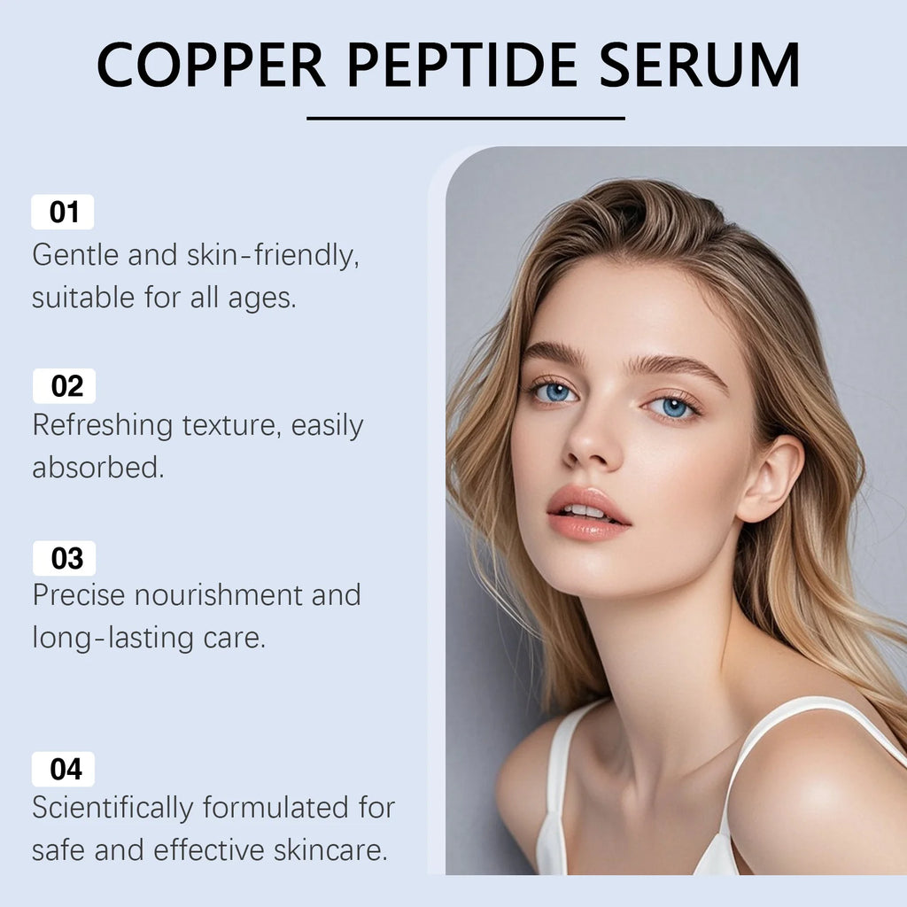 Copper Peptide Serum Anti Aging Face Serum Firming Lifting Fade Fine Lines Pore Shrinking Moisturizer Hyaluronic Acid Skin Care Qme