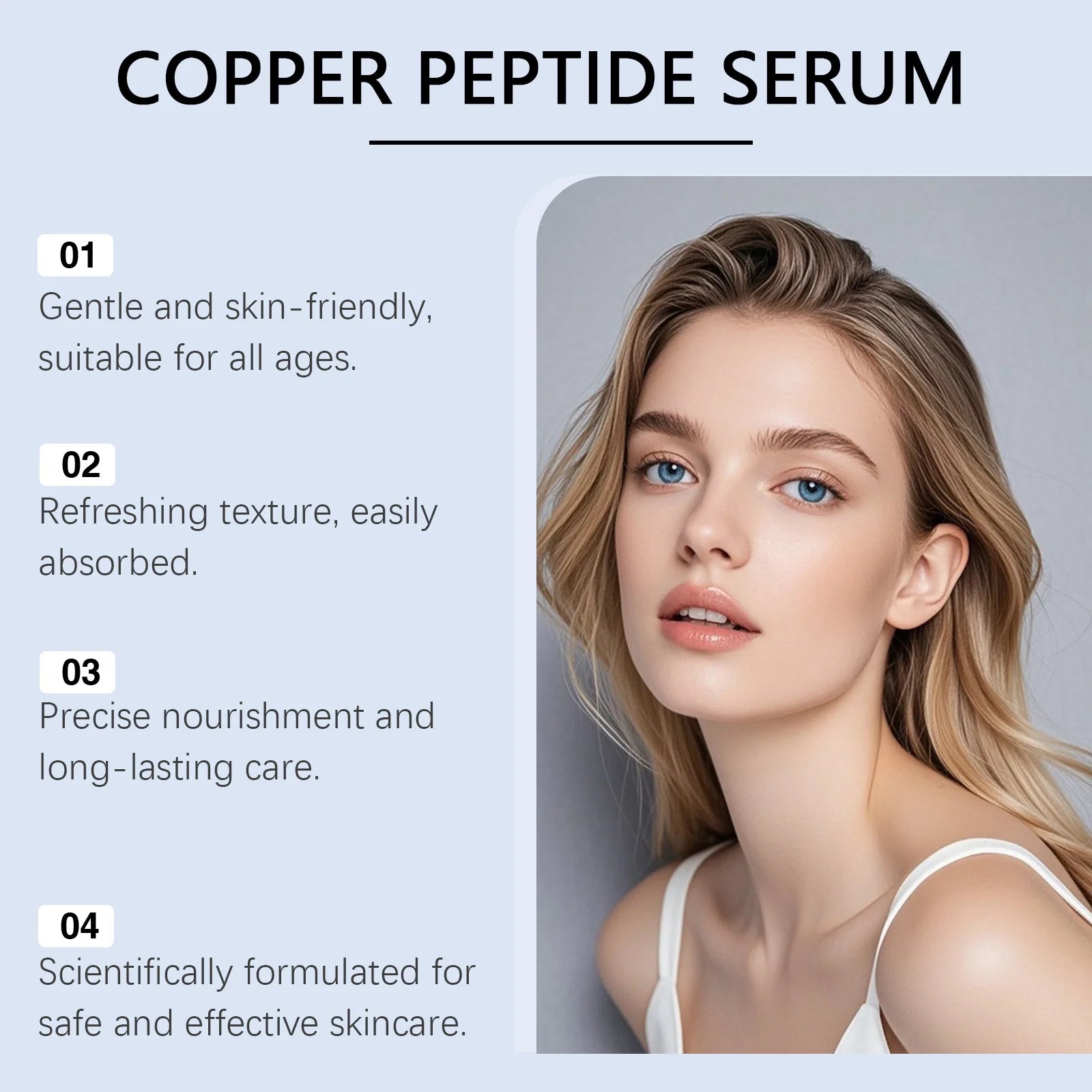 Copper Peptide Serum Anti Aging Face Serum Firming Lifting Fade Fine Lines Pore Shrinking Moisturizer Hyaluronic Acid Skin Care Qme