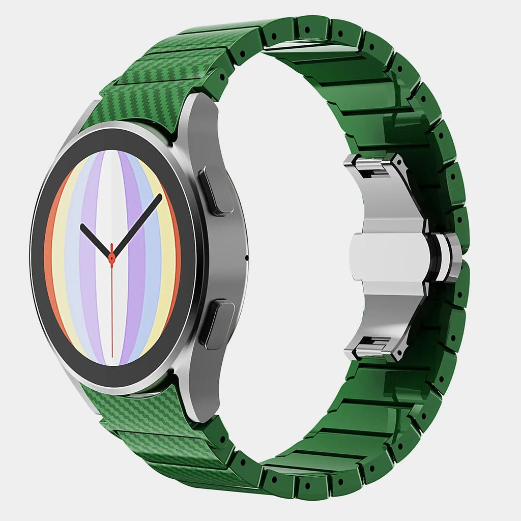 No Gaps Carbon Fiber Strap For Samsung Galaxy Watch 6 Classic 43 47mm 6/5 40 44mm 42 46mm Bracelet For Watch 5Pro Quick Fit Band Qme Green Watch 6 classic 47mm