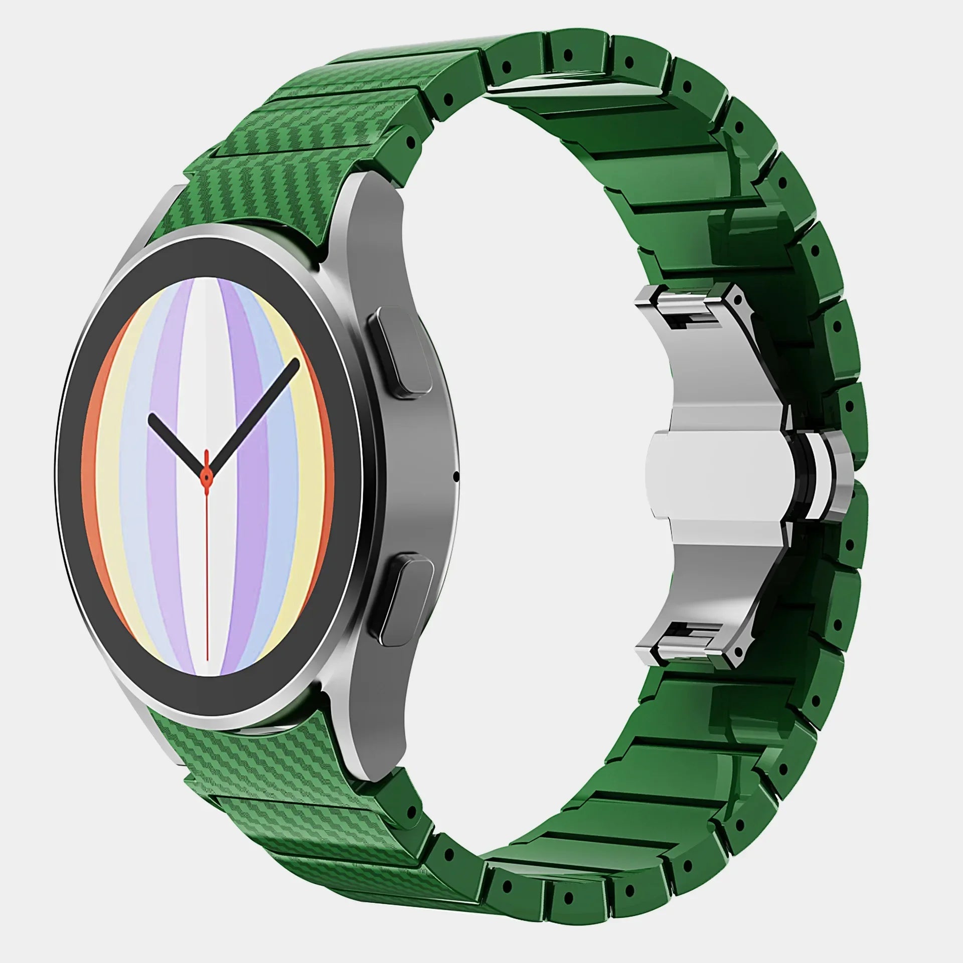 No Gaps Carbon Fiber Strap For Samsung Galaxy Watch 6 Classic 43 47mm 6/5 40 44mm 42 46mm Bracelet For Watch 5Pro Quick Fit Band Qme Green Watch 6 classic 47mm