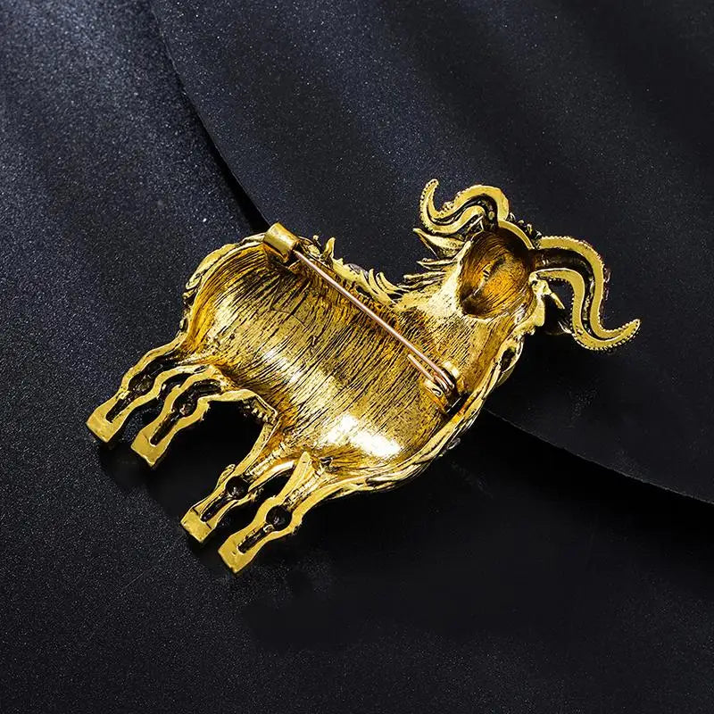Elegant Sheep Goat Shaped Brooch Rhinestone Pearls Lapel Pin Animal Brooch Perfect For Daily Wear Party Dresses Qme