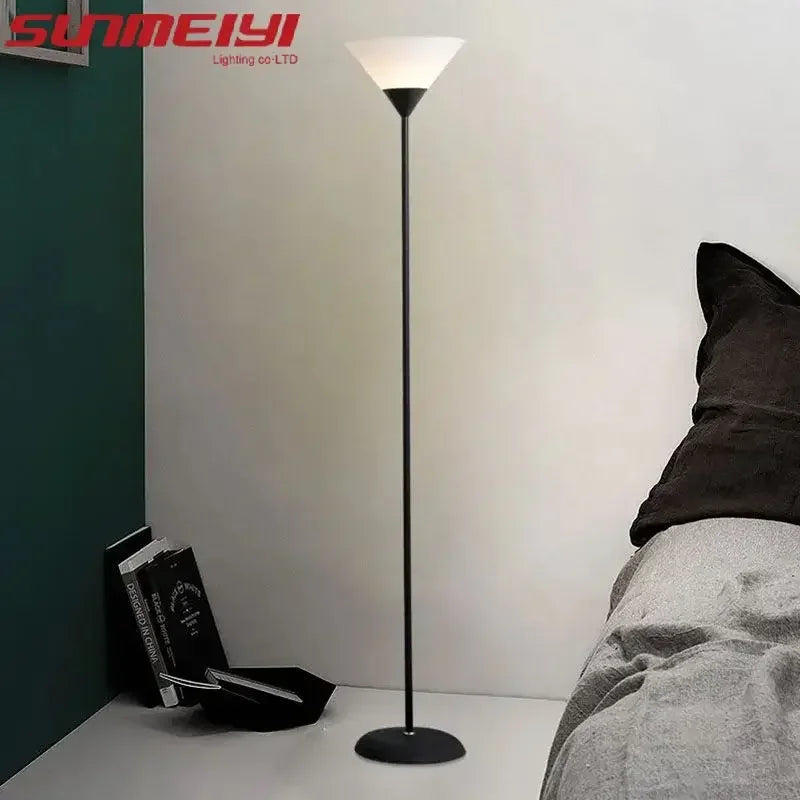 Nordic Minimalist and Fashionable Floor Lamp E27 Living Room Bedroom Study Bedside Modern Multifunctional LED Vertical Lamp Qme