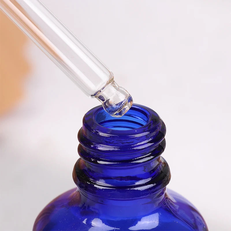 Dropper Bottles Blue Glass Reagent Eye Drop Pipette Scale Refillable Qme