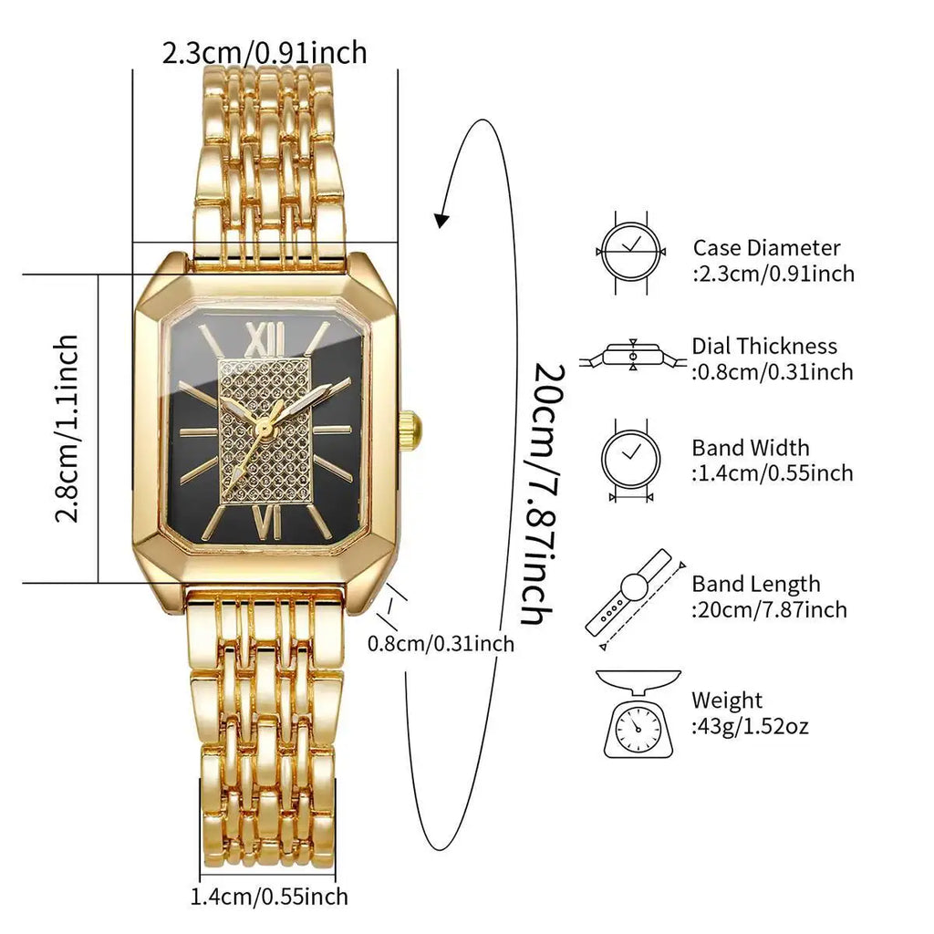 Moda retângulo feminino relógios senhoras pulseira de aço inoxidável quartzo relógios de pulso reloj mujer (sem caixa) Qme