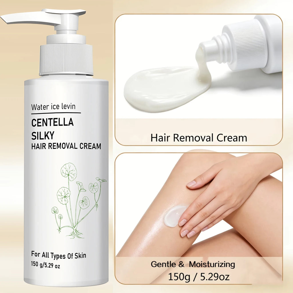 Gentle Centella Silky Depilatory Cream for All Skin, Niacinamide Collagen Hydrating Smooth Hair Removal Treatment Qme