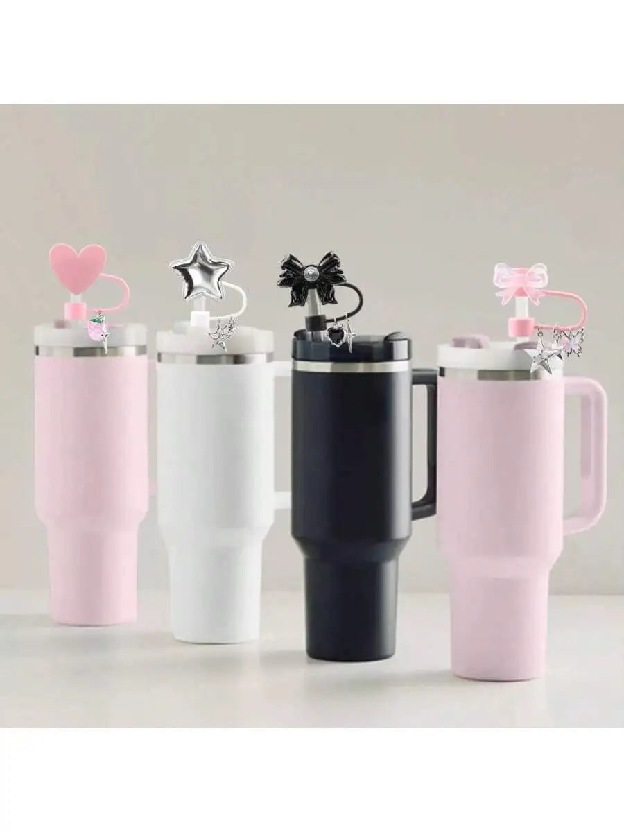 Cute Dust Cover Strawberry Star Pendant Straw Lid Compatible Stanley Qme