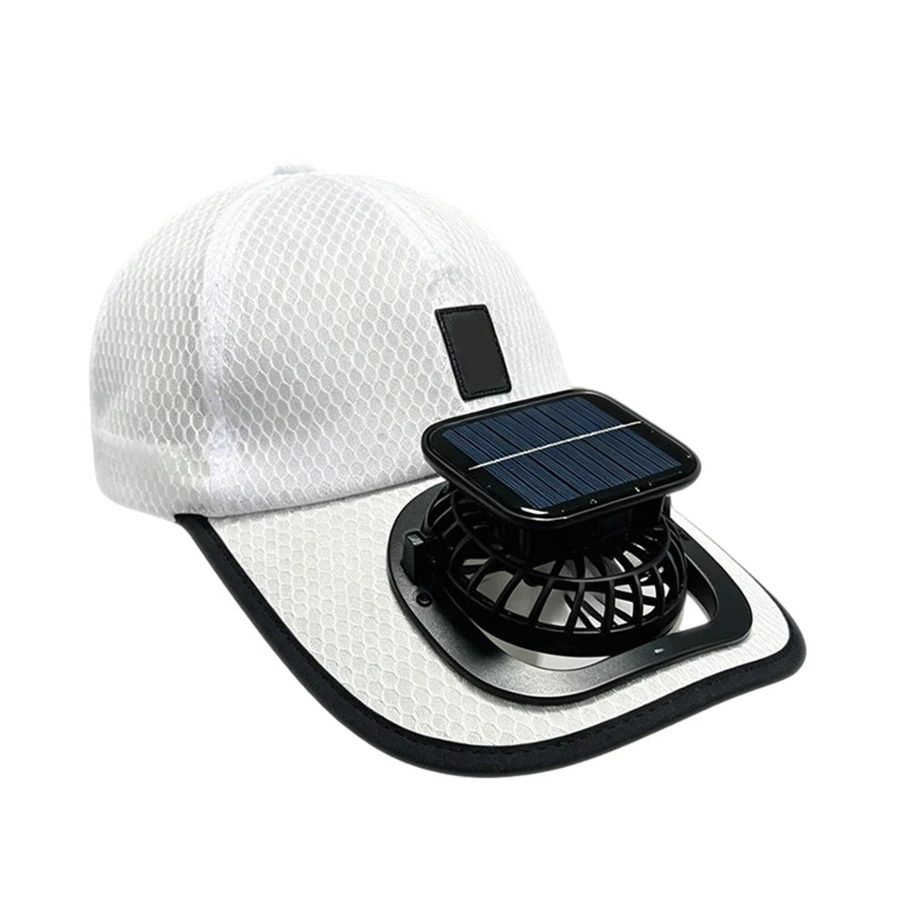 For Outdoor Sports Uv Protection Cap Solar Fan Hat For Sunny Days Comfortable Sun Protection Hat Adjustable Sunhat Qme white