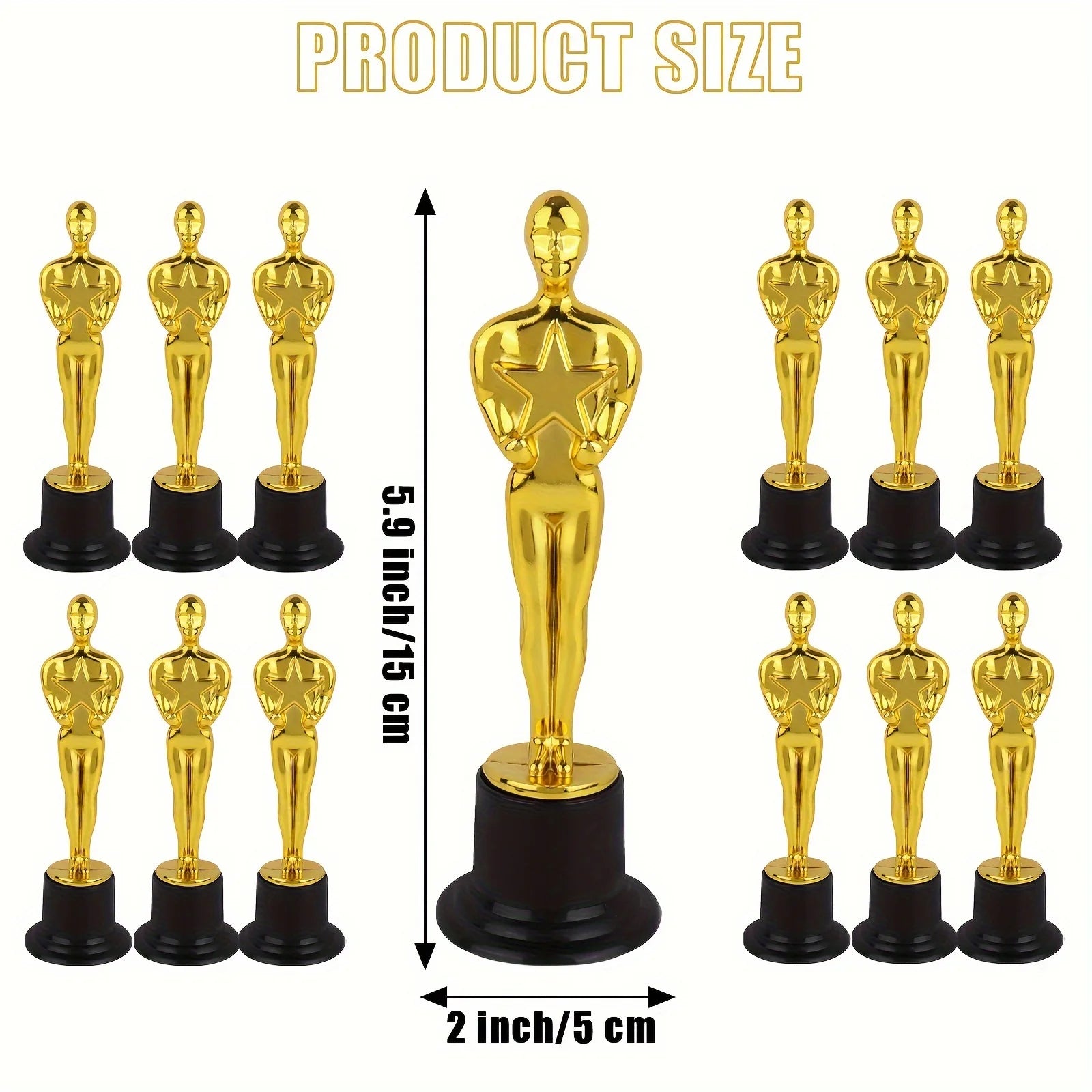 1 3 6 Golden Trophy Statuettes Plastic Oscar Award Trophies Party Qme