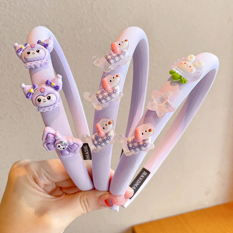 Hello Kitty Kuromi Hair Accessories Cute and Adorable Headbands That Don't Tighten the Hair Versatile Hair Clips and Accessori Qme