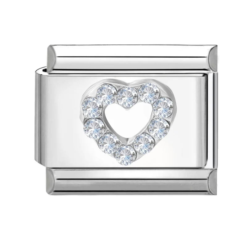 Fashion Love Heart Demon Wing Lovely Cat Elk Bowknot Shiny CZ Italian Links Charm Fit 9mm Stainless Steel Bracelet Making Gifts Qme Style 3