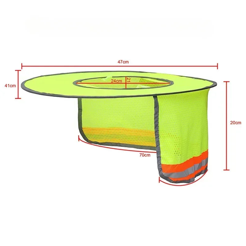 Summer Hard Hat Sun Shade, Reflective Protection Helmet Neck Shield for Construction Workers to Prevent Sunburn Qme