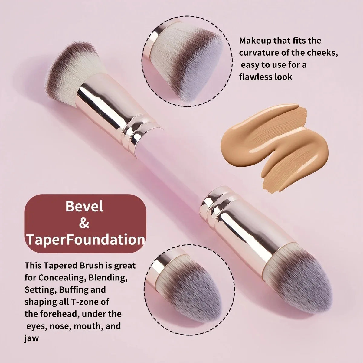 Large Double-ended Makeup Brushes Soft Bristle Foundation Blush Qme