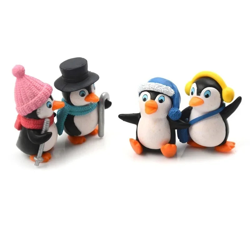 4pcs/set DIY Crafts Mini Winter Penguin Miniature Figurine Christmas Figures For Fairy Garden Gnomes Moss Terrariums Decoration Qme
