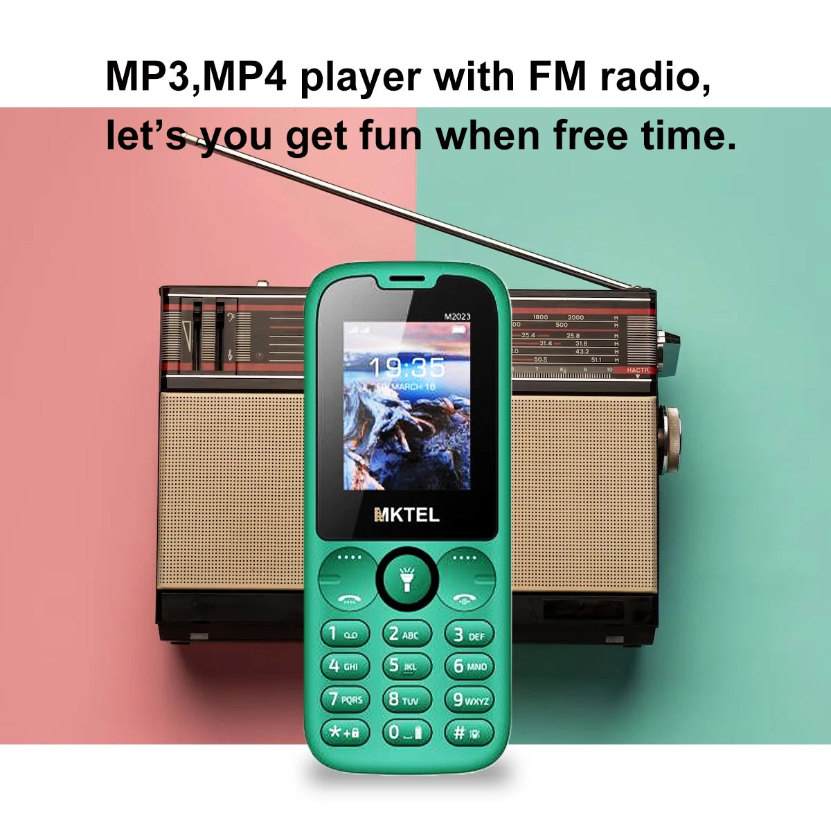 MKTEL M2023 Feature Phone with 1.77inch Display 800mAh Battery Dual SIM FM Radio Flashlight 0.08Mega Camera Senior Phone Qme