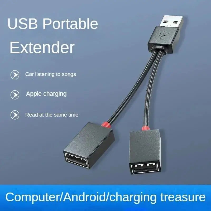2 in 1 Out USB HUB Car USB Splitter Cable USB Multifunction Adapter Charging Cable For iPhone Huawei Samsung Xiaomi Smart Phone Qme